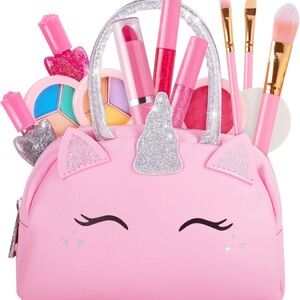 Pink Unicorn Makeup Bag with Play Cosmetic Set